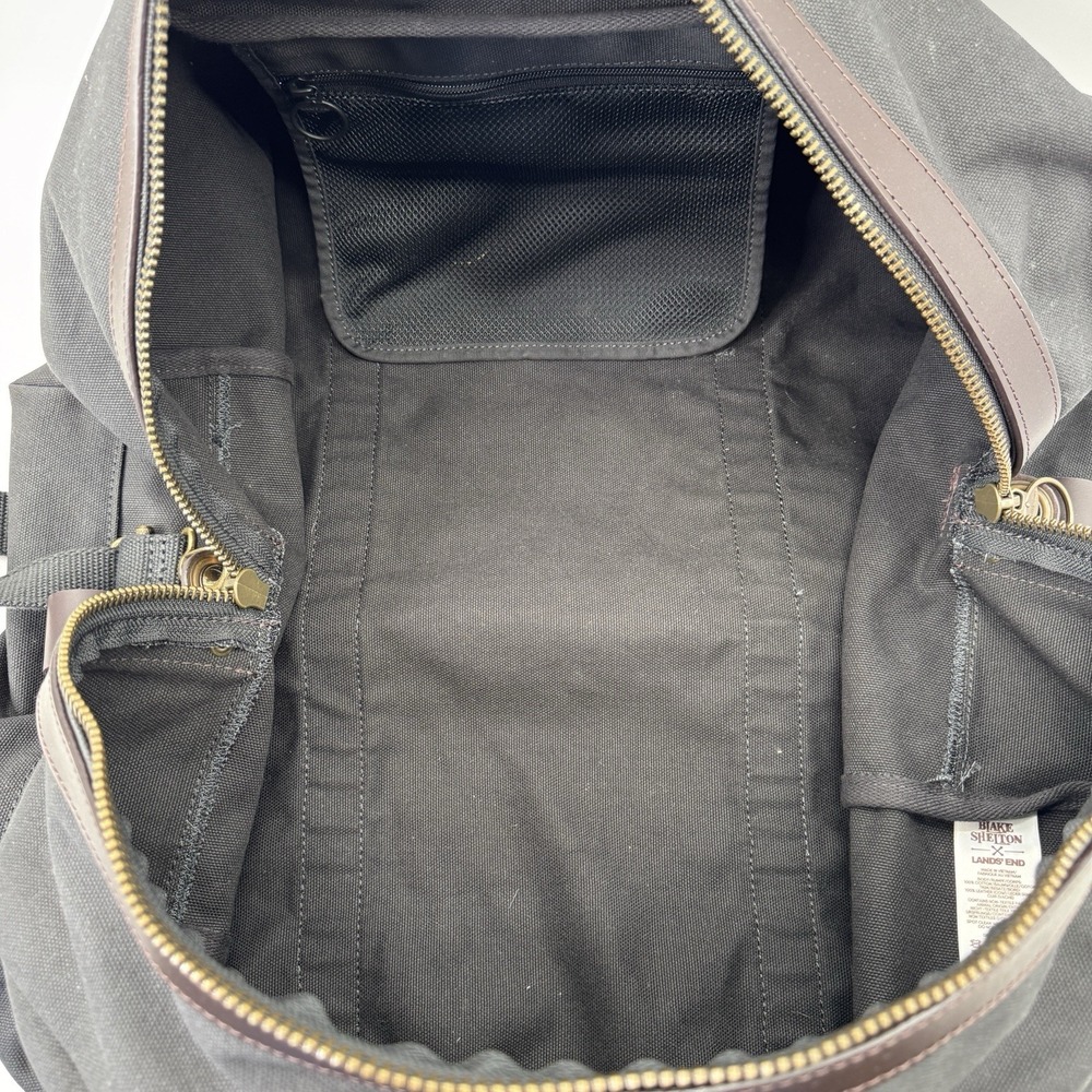 Lands End Blake Shelton Canvas Leather Large Travel Duffle Bag Gray Heavy Rigger - Picture 10 of 14